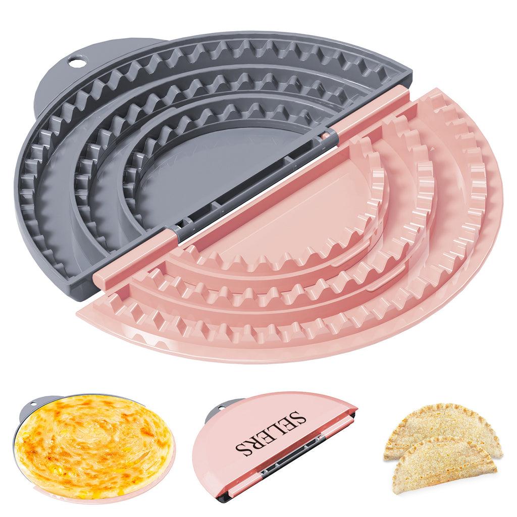 Tortilla Sealer,SELERS,Tacos tortilla crimper Maker Large,Removable & Adjustable 4"-6''-8" Crust,For Burritos,Pasties,Tortilla,Dumplings,Sandwich,Grey Pink (Grey Pink, 4"+6"+8")