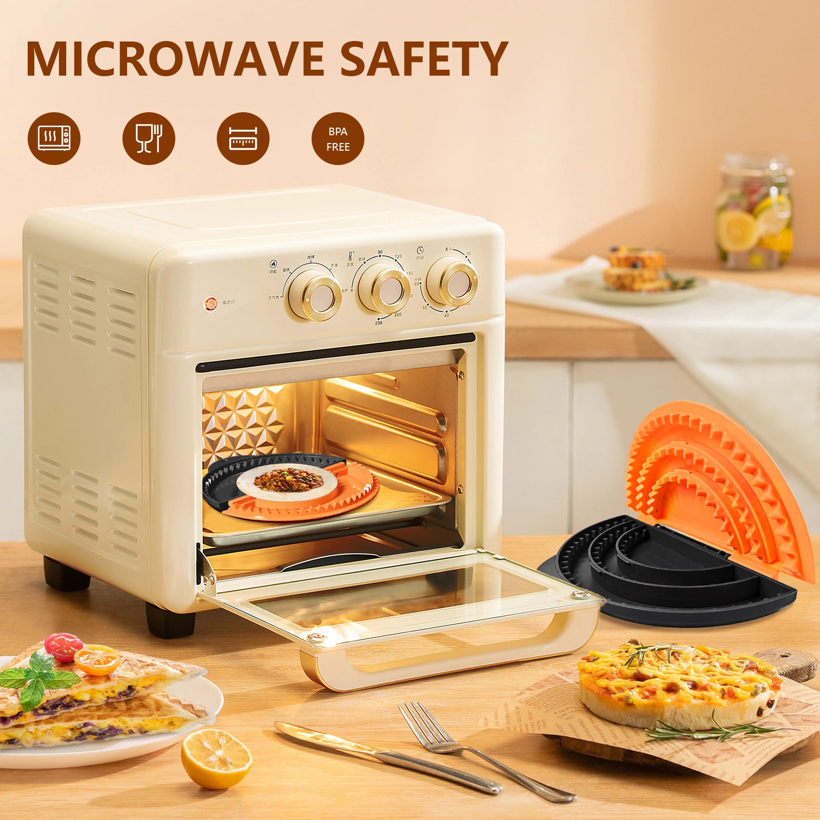 Tortilla Sealer,SELERS,Tacos Tortilla Crimper Maker Large,Removable & Adjustable,Quesadilla Crimper for 4''-12'' Wraps, Burritos,Pasties,Tortilla,Dumplings,Sandwich,Black Orange (6"+8"+10")
