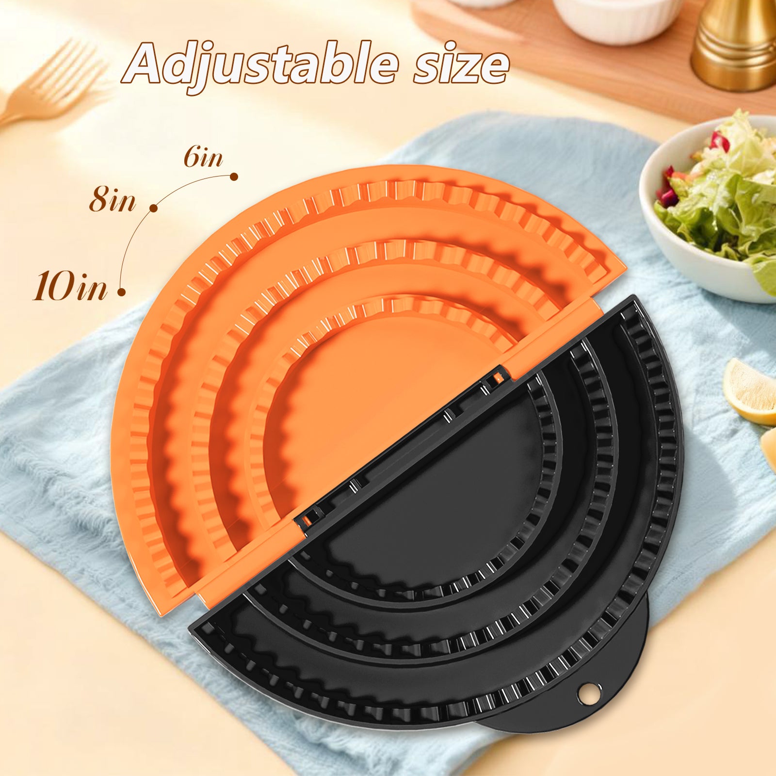 Tortilla Sealer,SELERS,Tacos Tortilla Crimper Maker Large,Removable & Adjustable,Quesadilla Crimper for 4''-12'' Wraps, Burritos,Pasties,Tortilla,Dumplings,Sandwich,Black Orange (4"+6"+8")