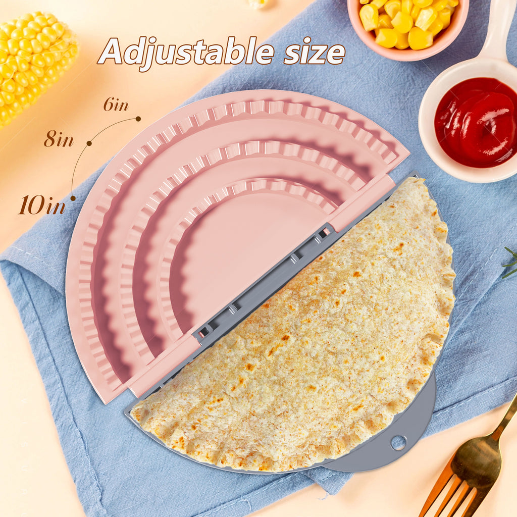 Tortilla Sealer,SELERS,Tacos tortilla crimper Maker Large,Adjustable Crust,Quesadilla Maker for 8''-10''-12''wraps Burritos,Pasties,Tortilla,Dumplings,Sandwich,Grey Pink (Grey Pink, 6"+8"+10")