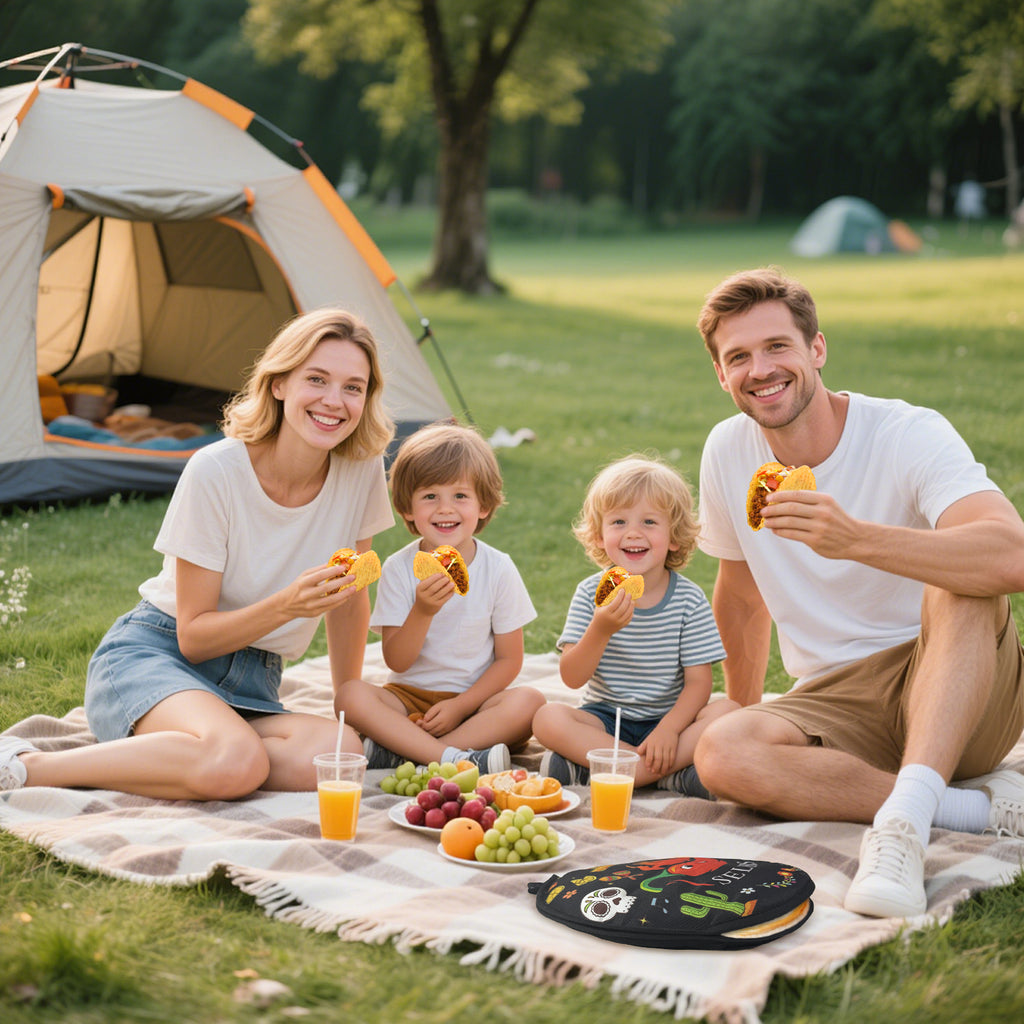 12 Inch Tortilla Warmer Pouch, Insulated and Microwaveable, Fabric Pouch Keeps Warm, for Tortillas, Tacos, Pizza, Bread up to One Hour, Black