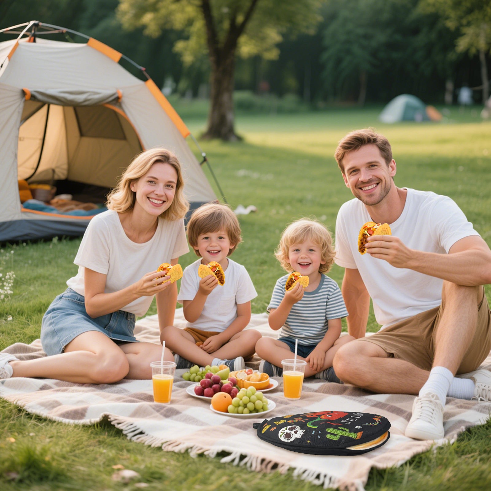 12 Inch Tortilla Warmer Pouch, Insulated and Microwaveable, Fabric Pouch Keeps Warm, for Tortillas, Tacos, Pizza, Bread up to One Hour, Black