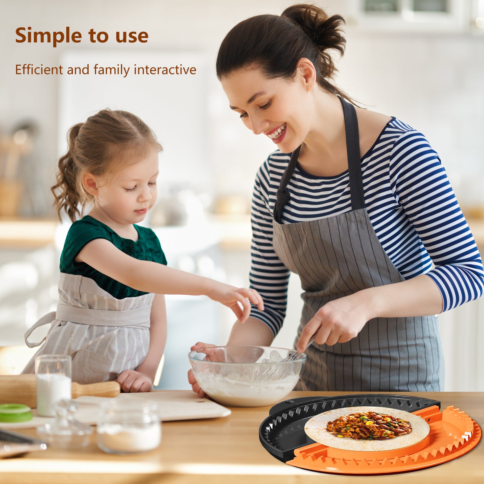 Tortilla Sealer,SELERS,Tacos Tortilla Crimper Maker Large,Removable & Adjustable,Quesadilla Crimper for 4''-12'' Wraps, Burritos,Pasties,Tortilla,Dumplings,Sandwich,Black Orange (4"+6"+8")
