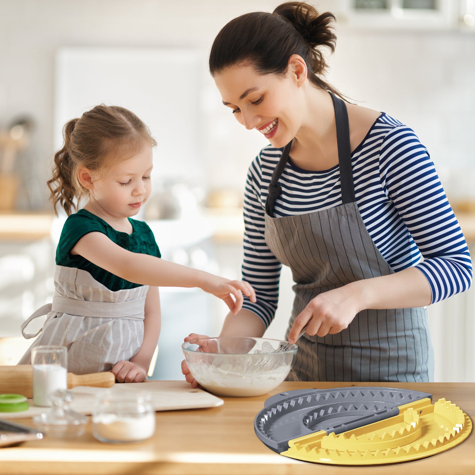 Tortilla Sealer,SELERS,Tacos tortilla crimper Maker Large,Removable & Adjustable Crust,Quesadilla crimper for 4''-6''-8''-10 Wraps, Burritos,Pasties,Tortilla,Dumplings,Sandwich,Grey Yellow