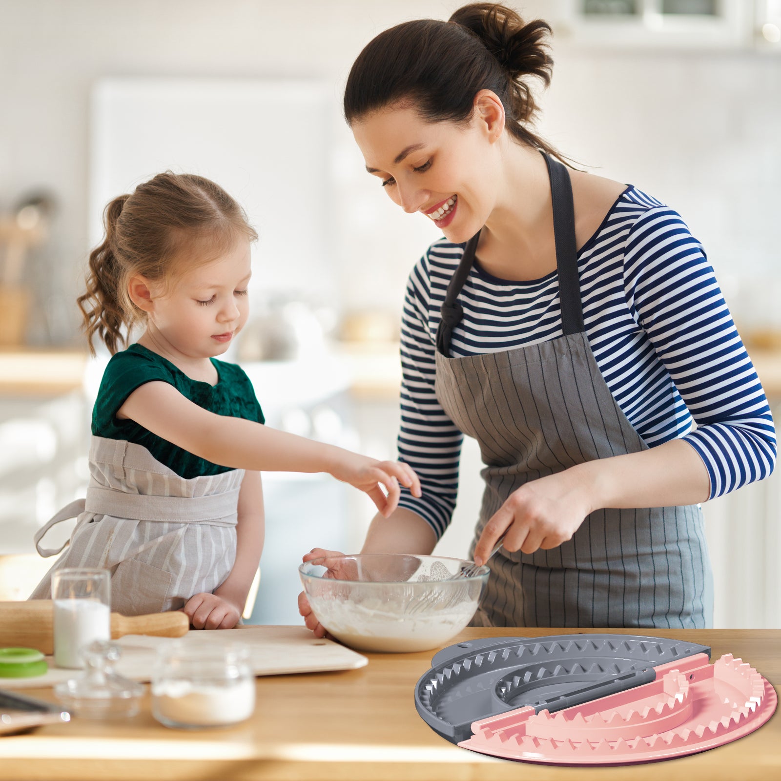 Tortilla Sealer,SELERS,Tacos tortilla crimper Maker Large,Adjustable Crust,Quesadilla Maker for 8''-10''-12''wraps Burritos,Pasties,Tortilla,Dumplings,Sandwich,Grey Pink (Grey Pink, 6"+8"+10")