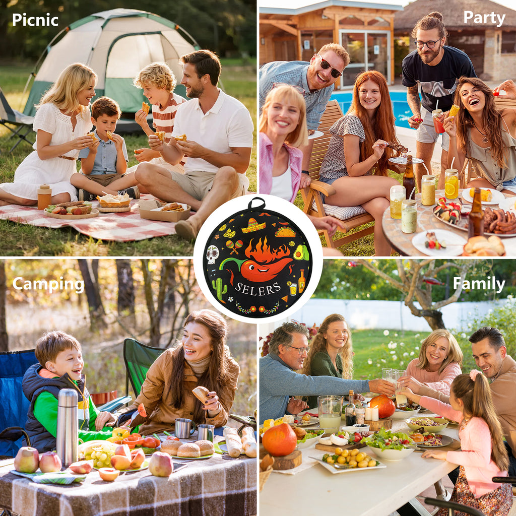 12 Inch Tortilla Warmer Pouch, Insulated and Microwaveable, Fabric Pouch Keeps Warm, for Tortillas, Tacos, Pizza, Bread up to One Hour, Black