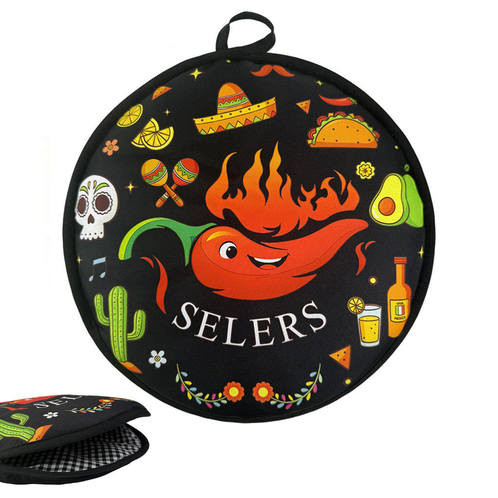 12 Inch Tortilla Warmer Pouch, Insulated and Microwaveable, Fabric Pouch Keeps Warm, for Tortillas, Tacos, Pizza, Bread up to One Hour, Black