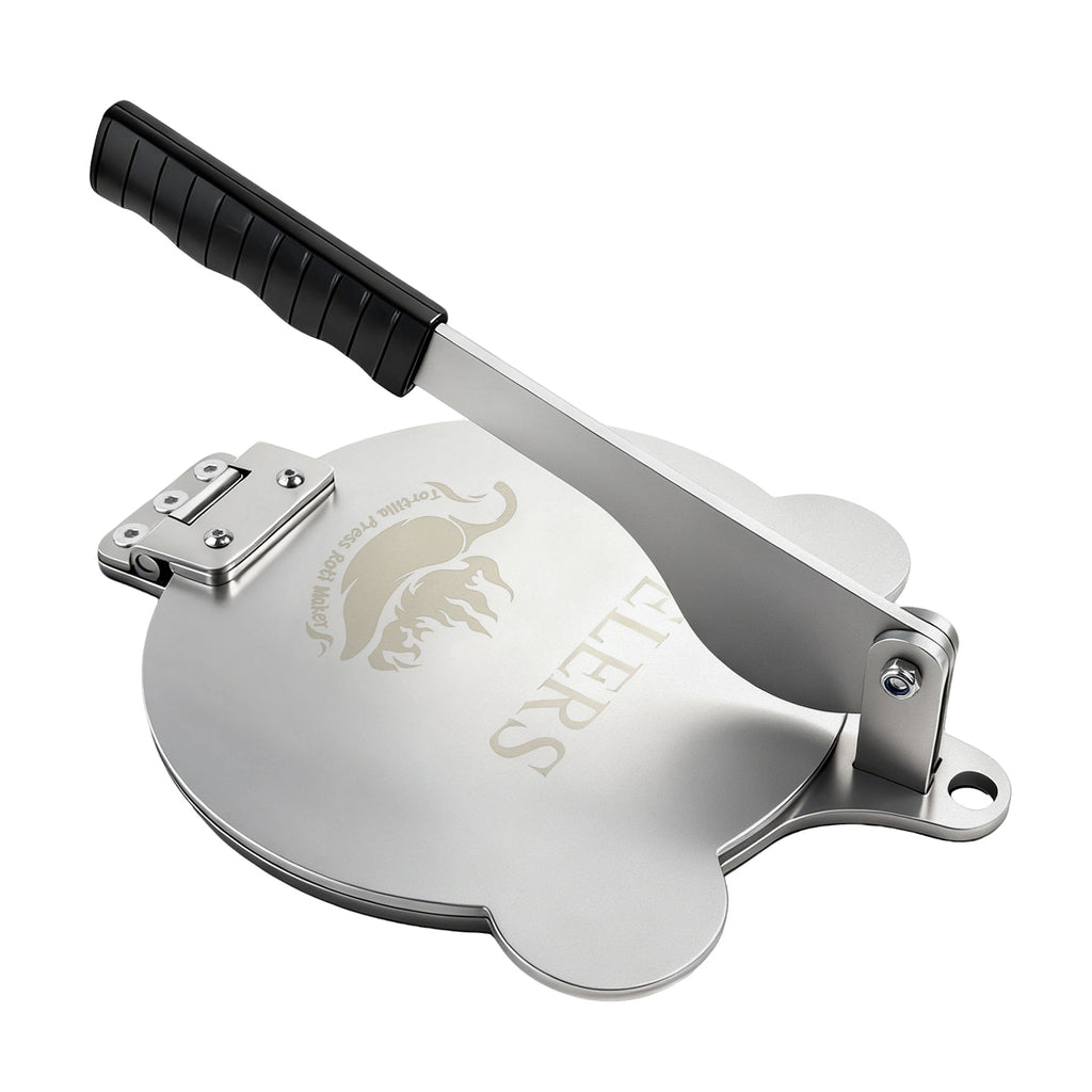 Tortilla Press Stainless Steel，SELERS,Heavy Duty, Adjustable To Press Different Thickness Of Crust, Removable, For Flour Tortilla, Roti, Flatbreads, Taco, Pie, Silver (8.5 inch)