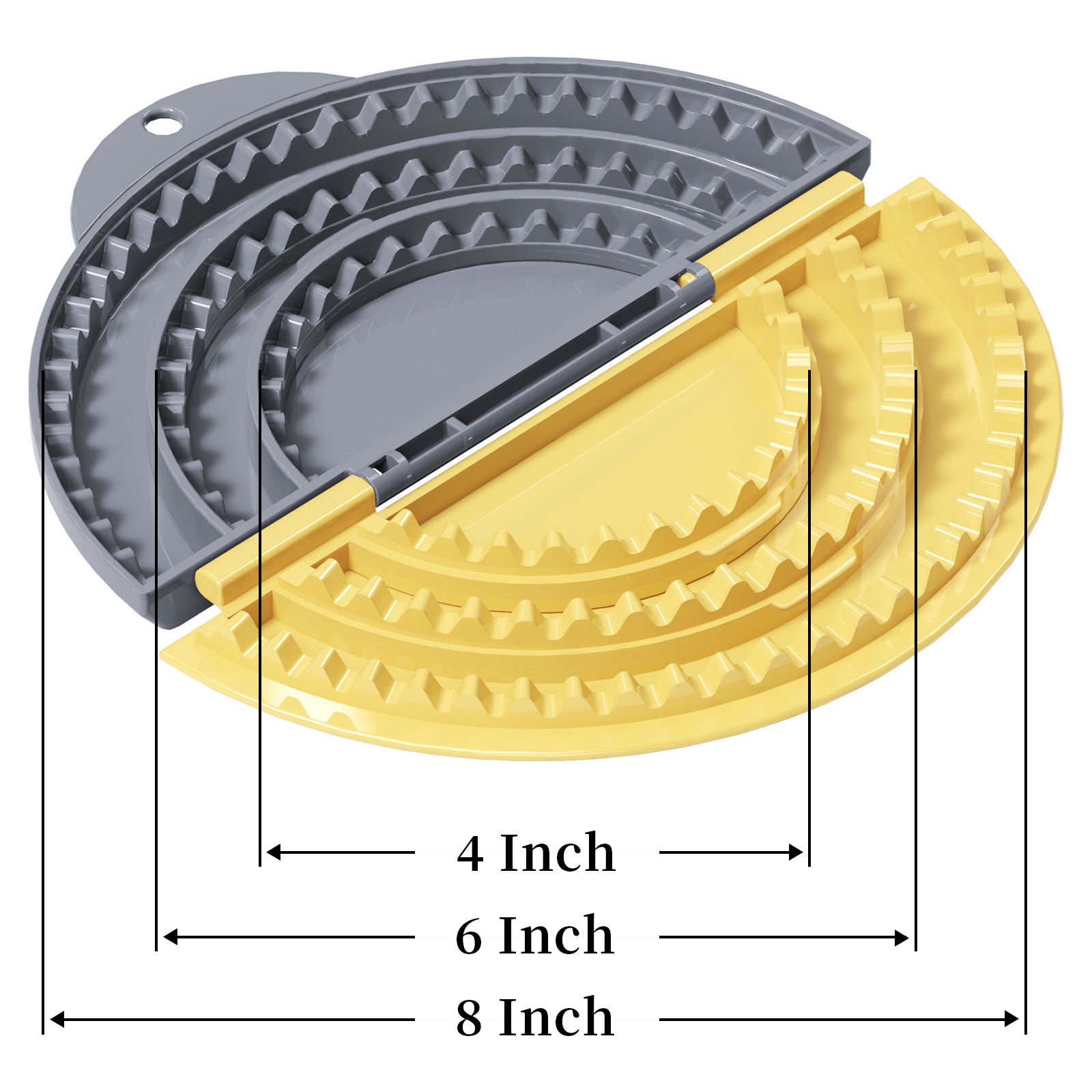 Tortilla Sealer,SELERS,Tacos tortilla crimper Maker Large,Removable & Adjustable Crust,Quesadilla crimper for 4''-6''-8''-10 Wraps, Burritos,Pasties,Tortilla,Dumplings,Sandwich,Grey Yellow